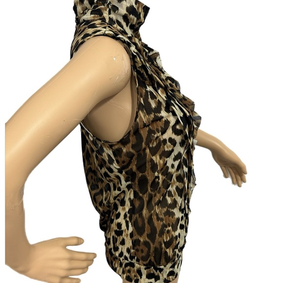 The Limited Top Semi-Sheer Chic Statement Blouse Animal Print Sleeveless Sz M - Picture 7 of 11